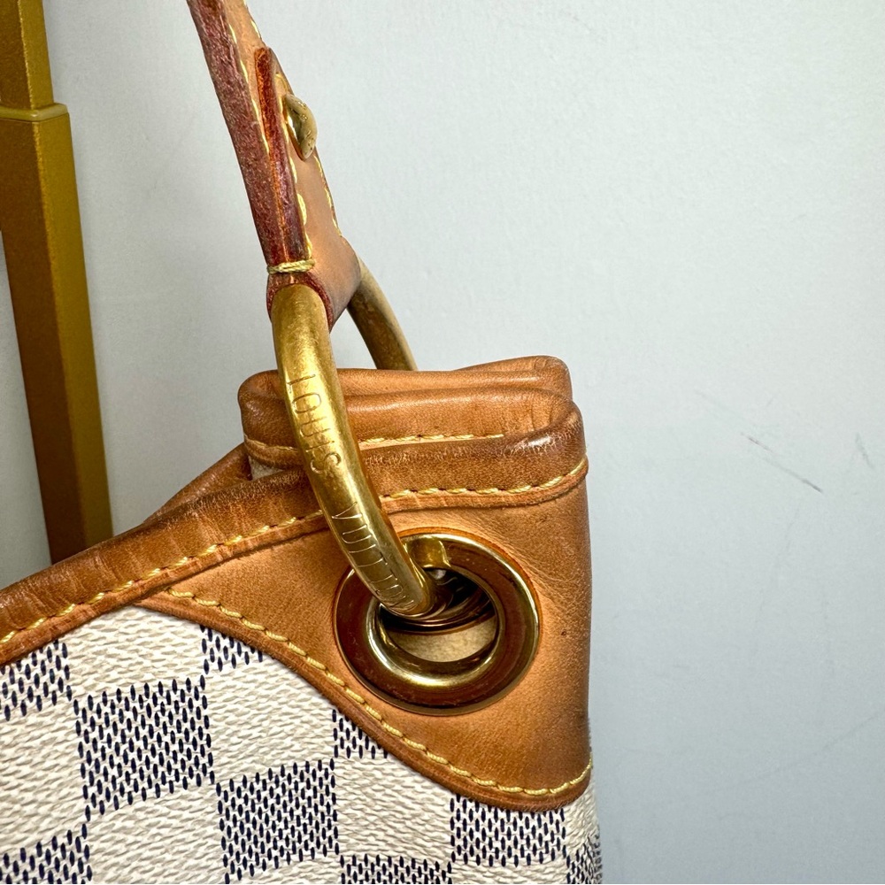 Louis Vuitton Galliera PM Shoulder Bag In Damier Azur Logo Print W Gold Hardware - Picture 9 of 16